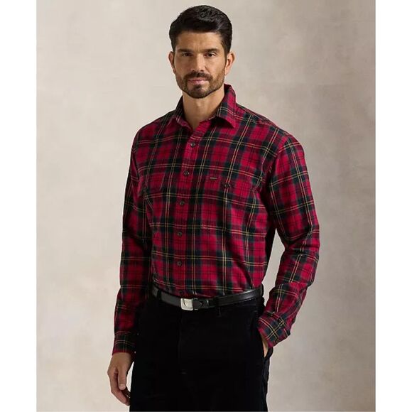 Polo Ralph Lauren NWT Big & Tall Brushed Oxford Workshirt Red/Black 2XB